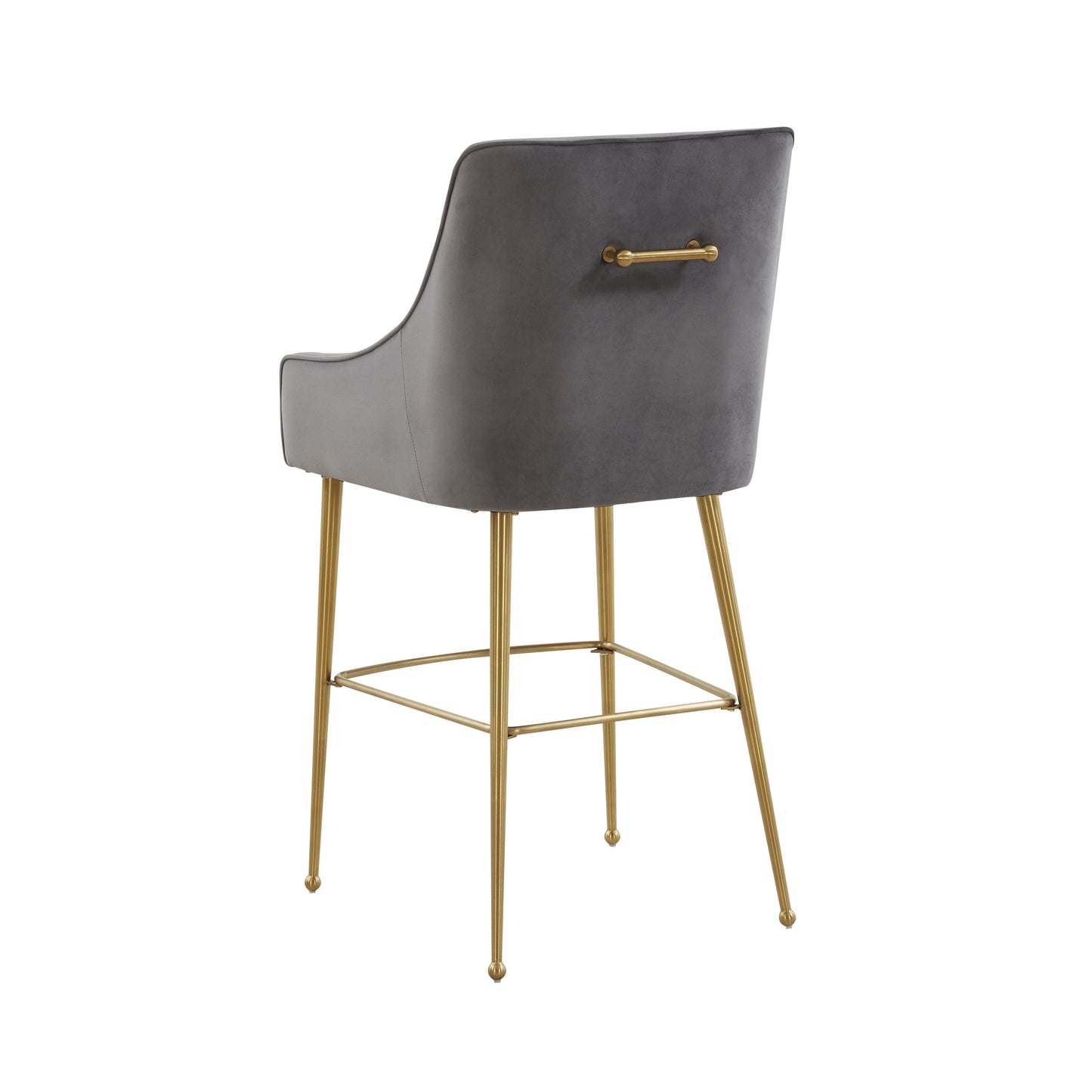 lyrical dark grey velvet counter stool - gold legs