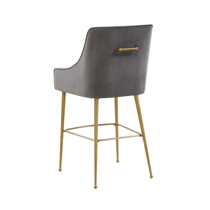 Lyrical Dark Grey Velvet Counter Stool - Gold Legs