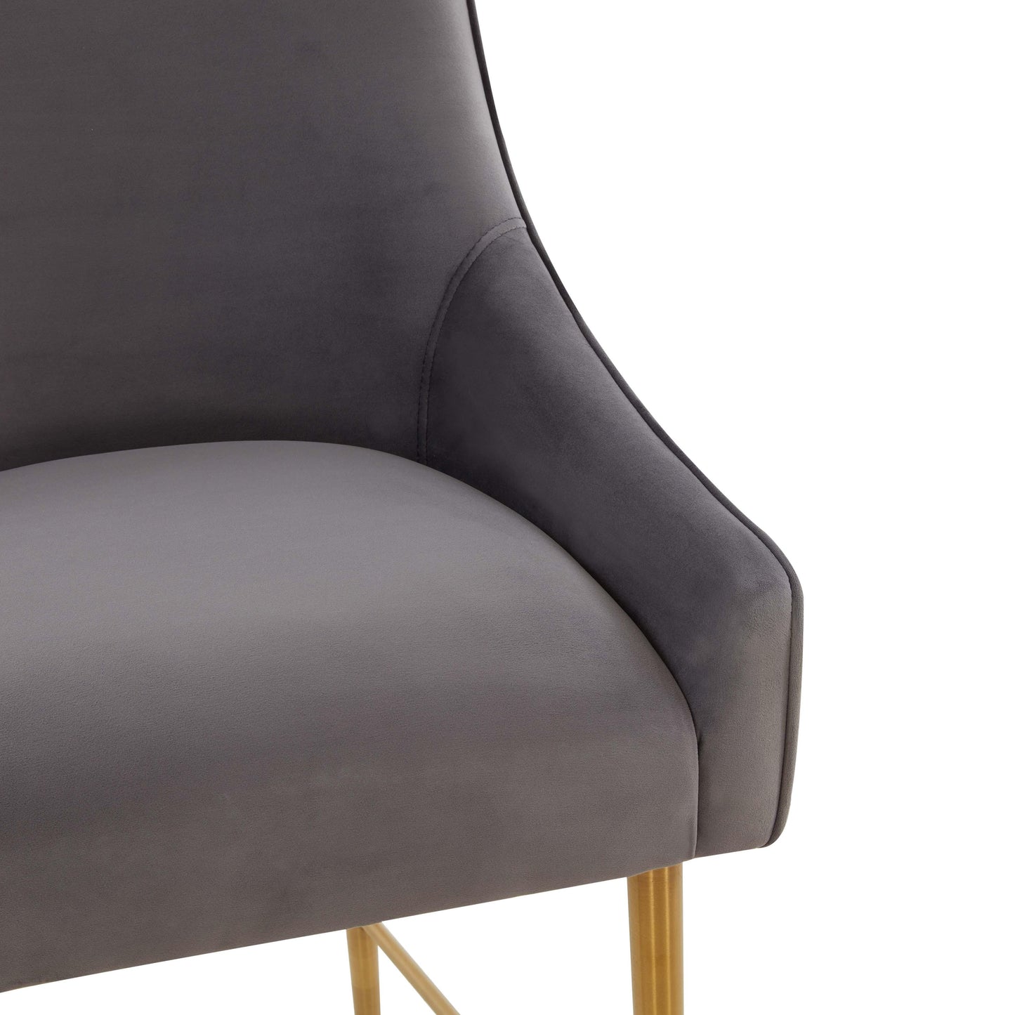 lyrical dark grey velvet counter stool - gold legs