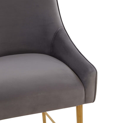 Lyrical Dark Grey Velvet Counter Stool - Gold Legs