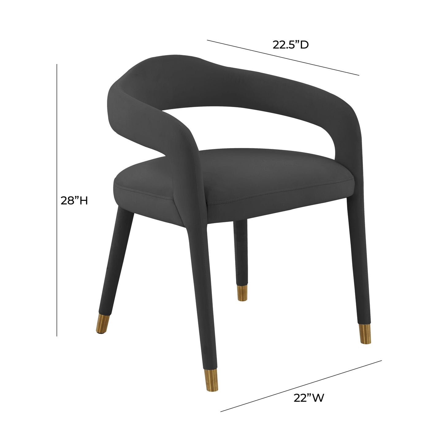 salty black velvet dining chair