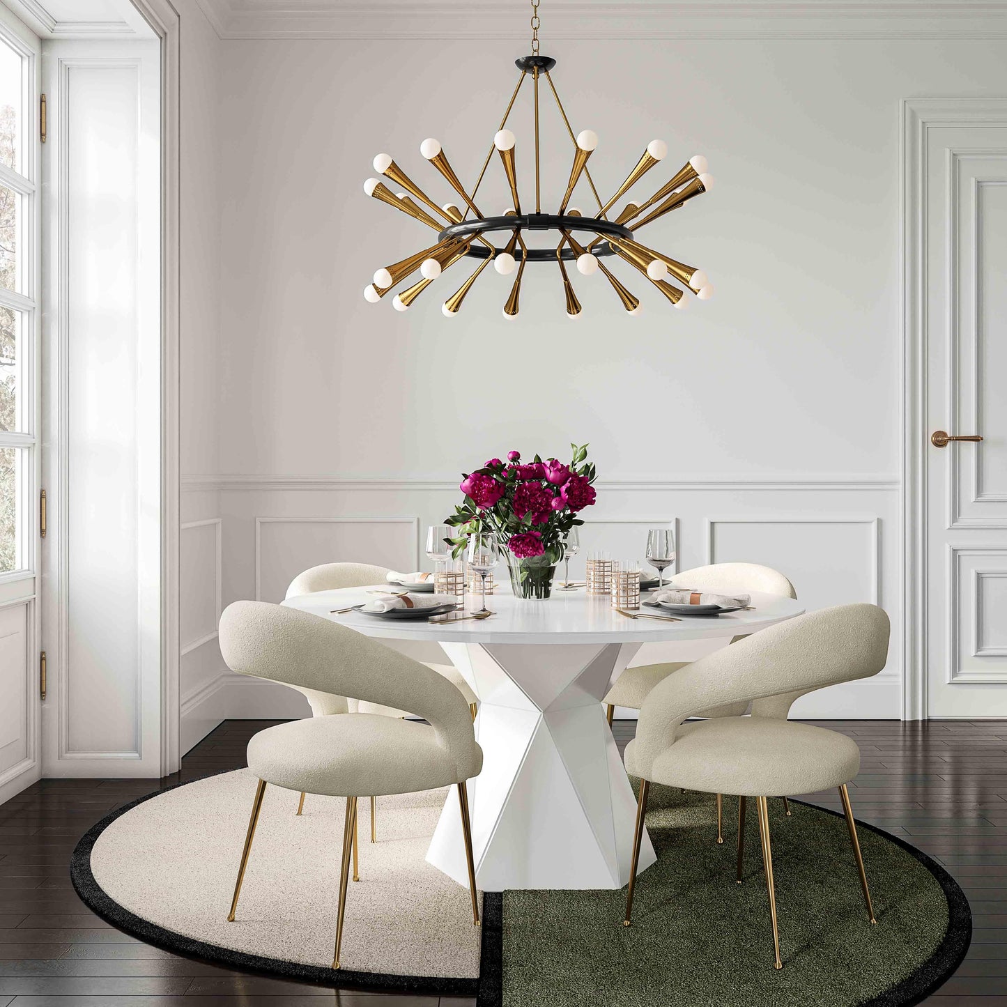 cosette white glass dining table