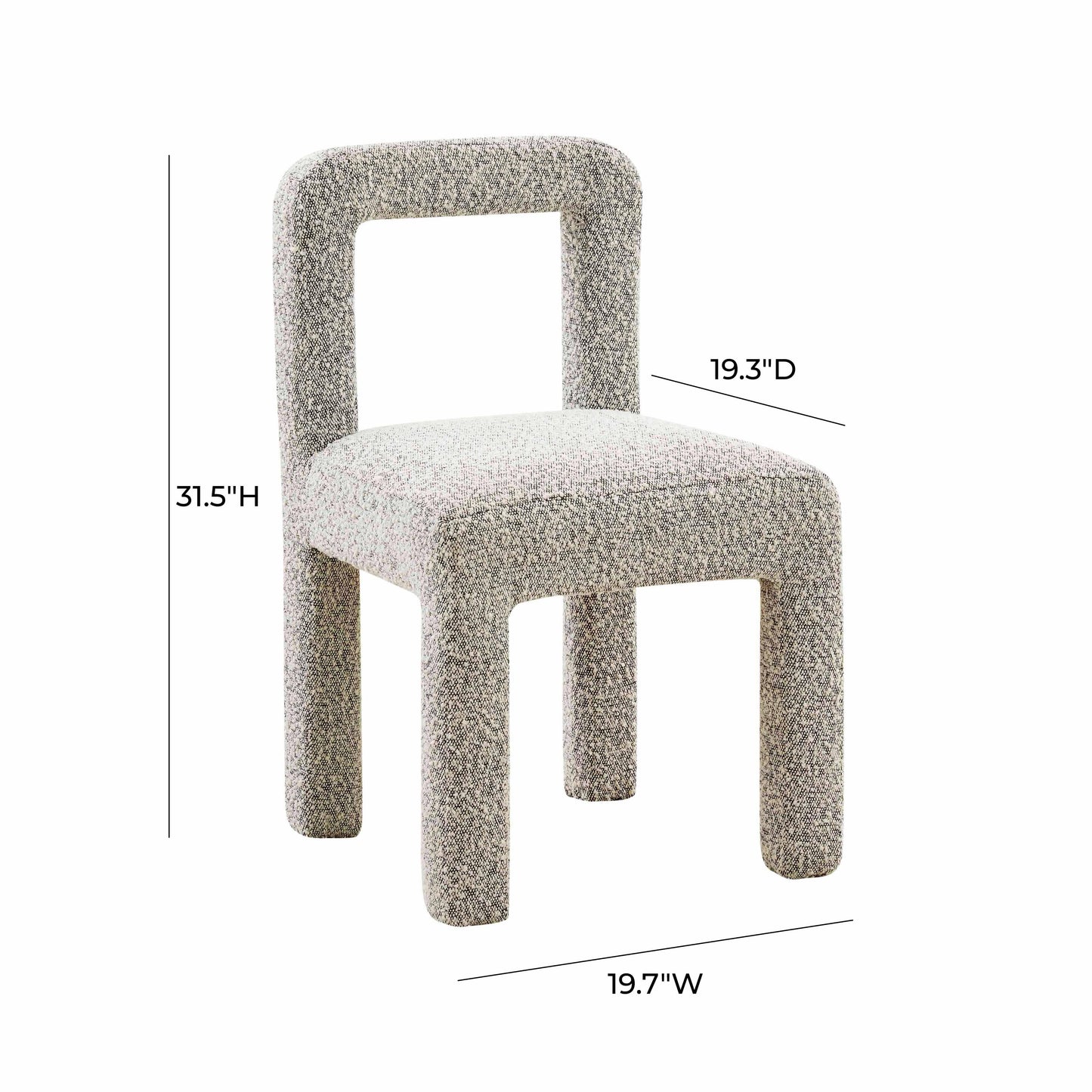 zaphire grey boucle dining chair