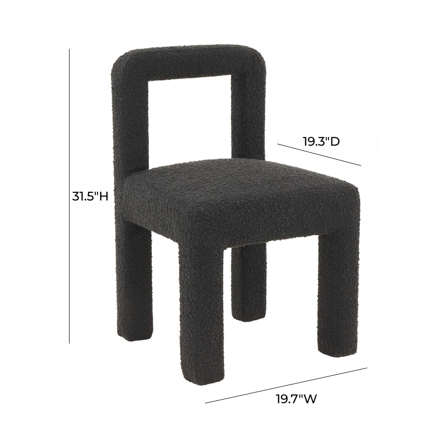 zaphire black boucle dining chair