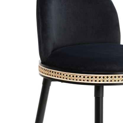 Austin Black Velvet Bar Stool