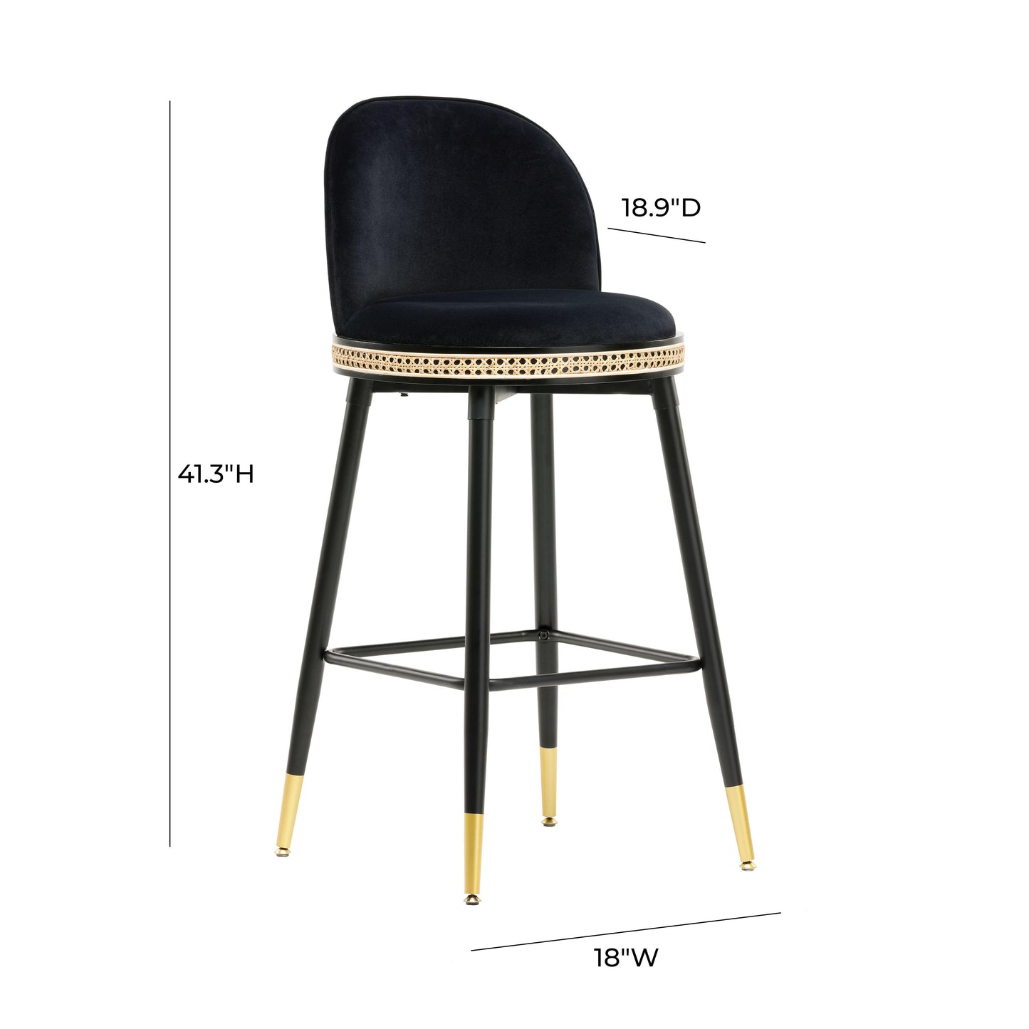 austin black velvet bar stool