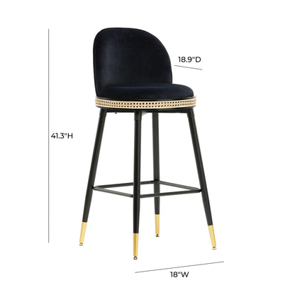 Austin Black Velvet Bar Stool