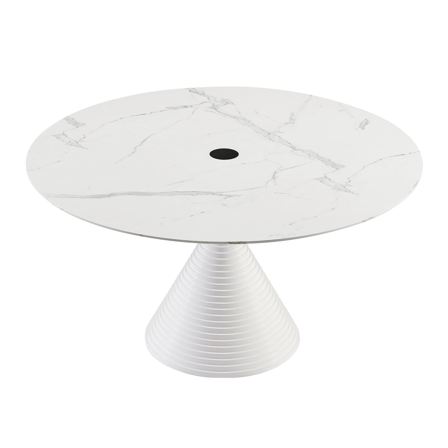 white-black white round dining table