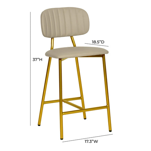 Catarina Nude Vegan Leather Counter Stool - Set of 2