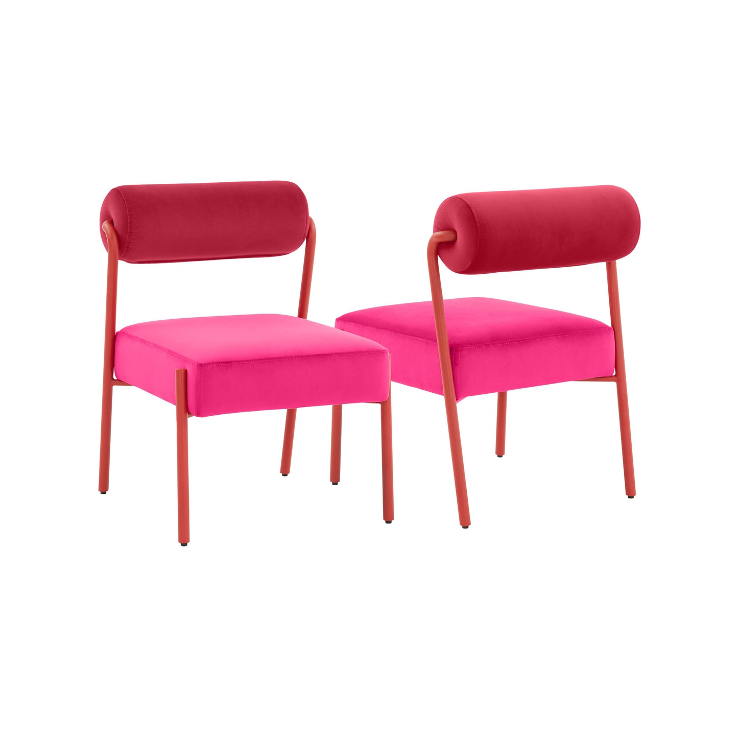 crescent hot pink velvet dining chair - set of 2