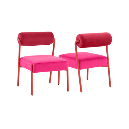 Crescent Hot Pink Velvet Dining Chair - Set of 2