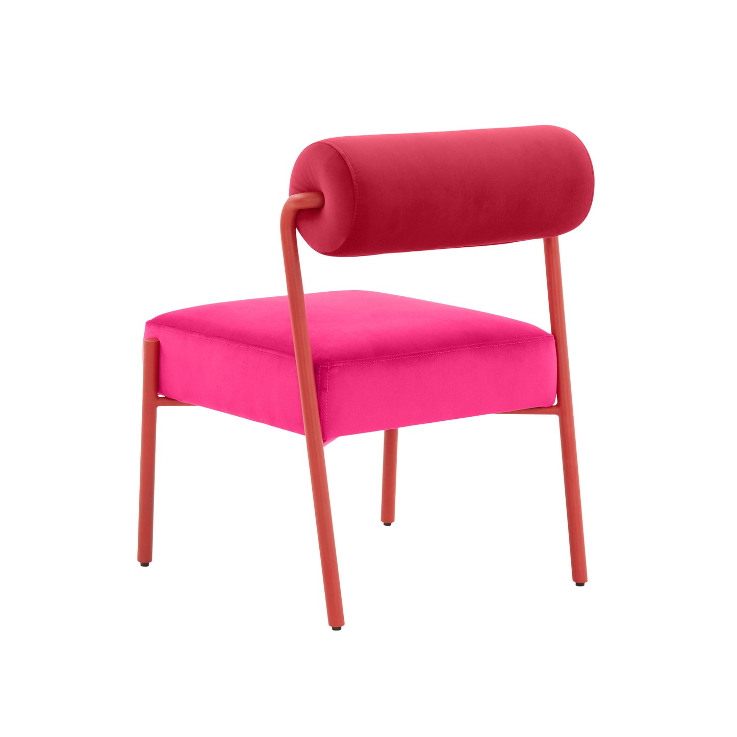 crescent hot pink velvet dining chair - set of 2