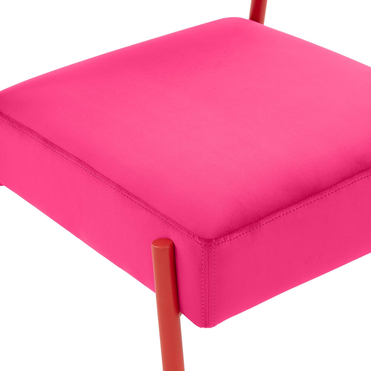 crescent hot pink velvet dining chair - set of 2