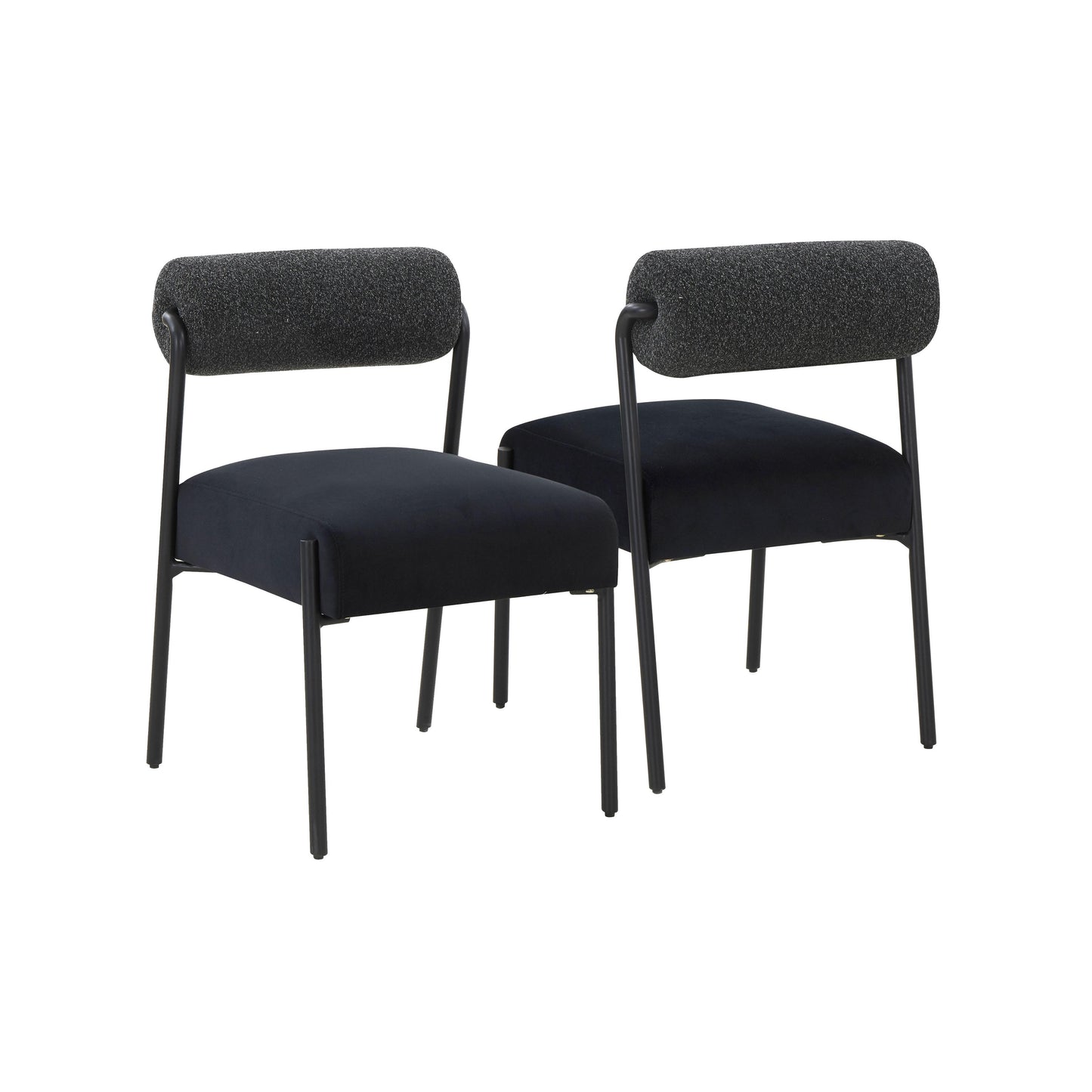 crescent black velvet dining chair - set of 2