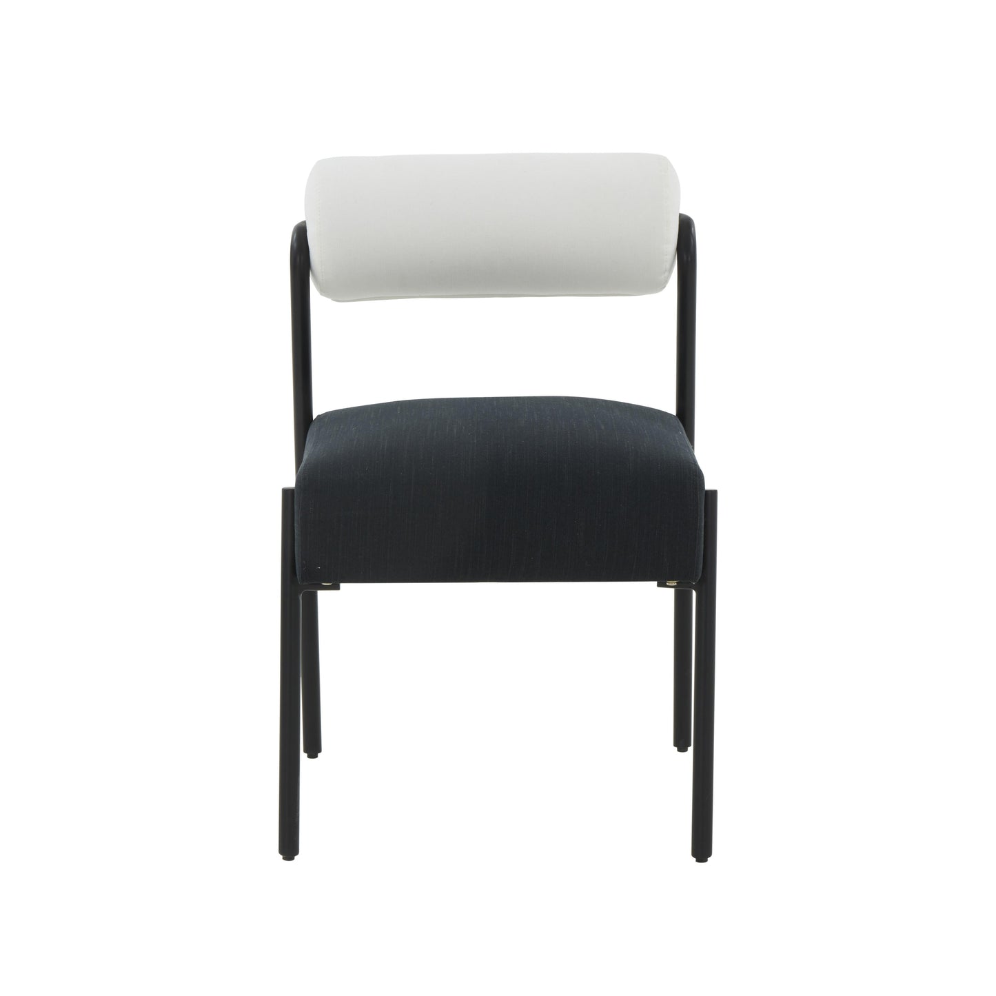 crescent cream and black linen dining chair - set of 2