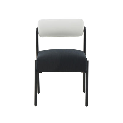 Crescent Cream and Black Linen Dining Chair - Set of 2