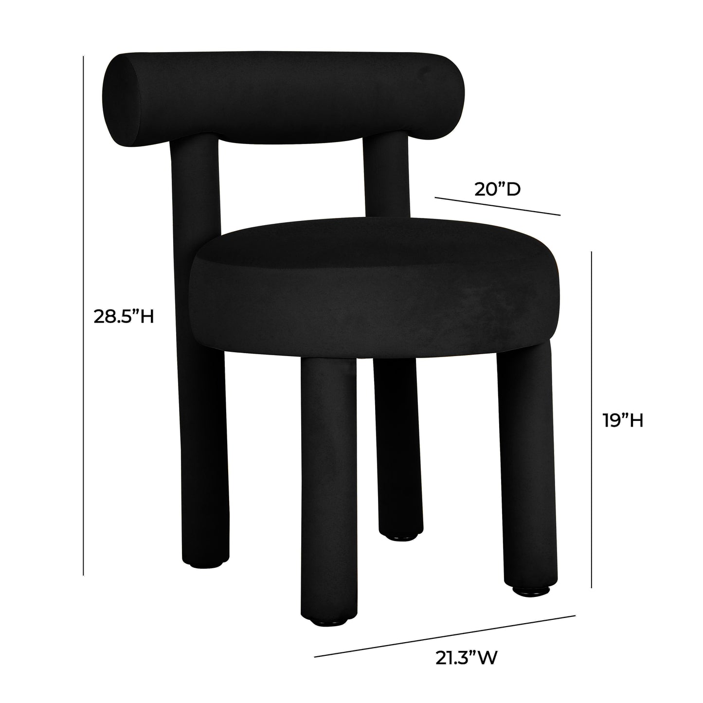 terra black velvet dining chair