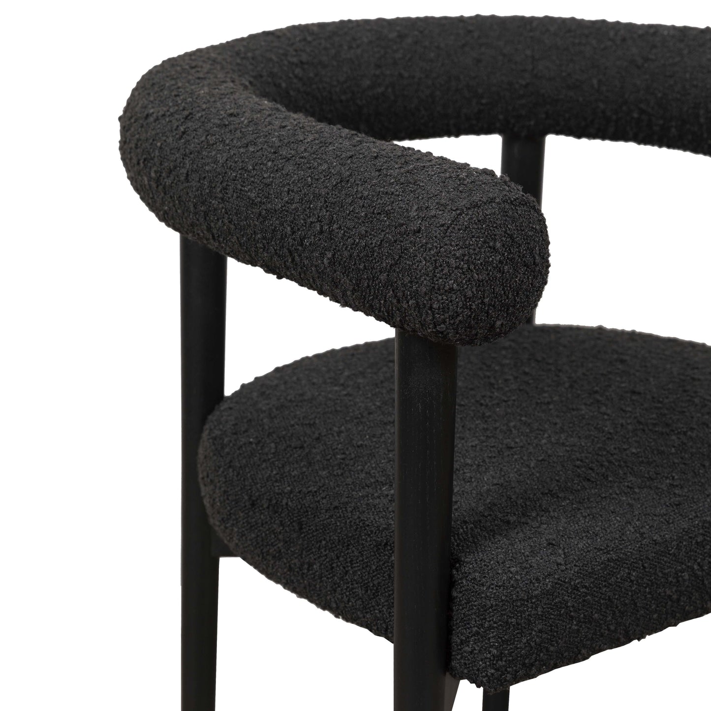 anna black boucle dining chair