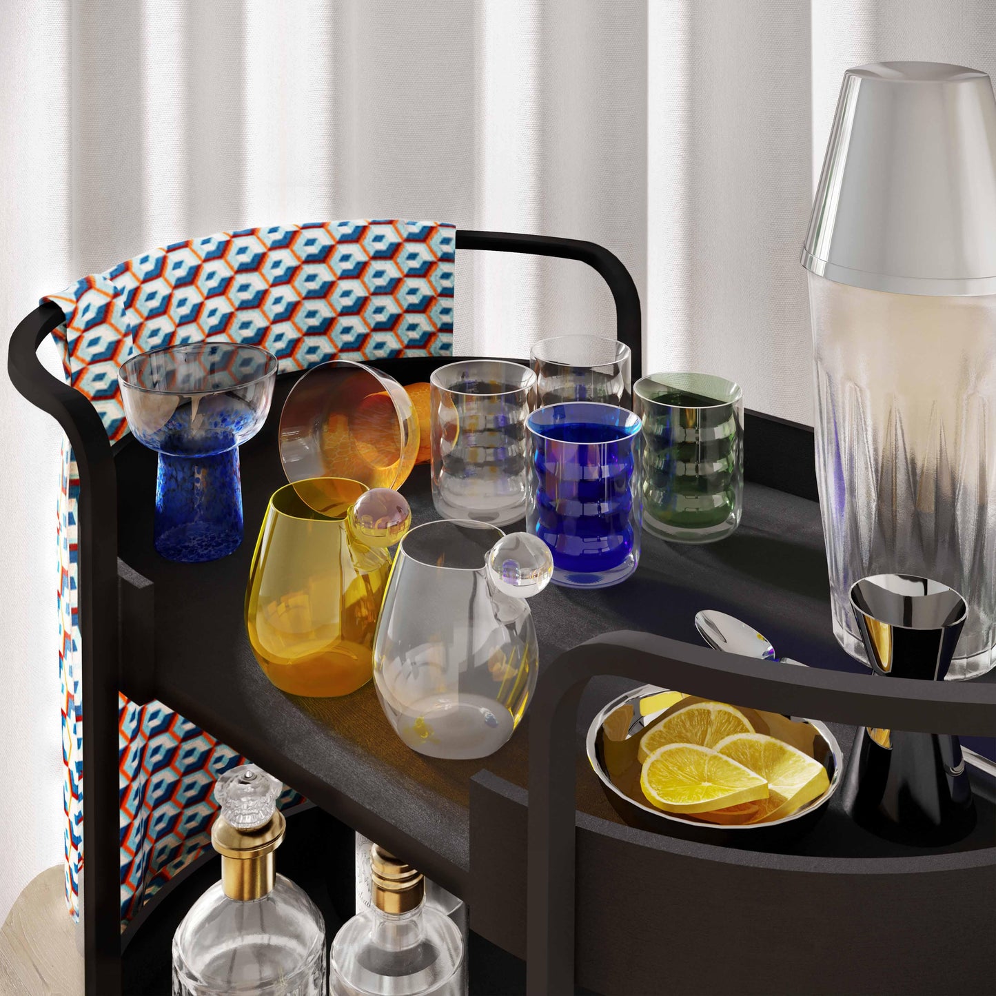 seville black bar cart