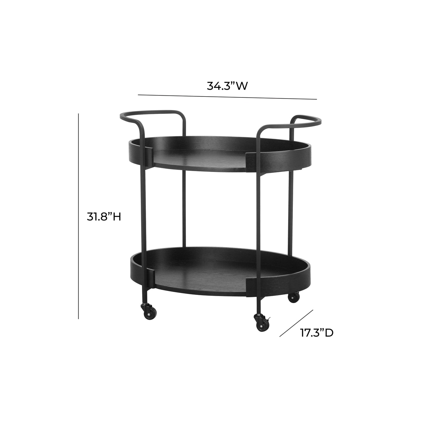 seville black bar cart