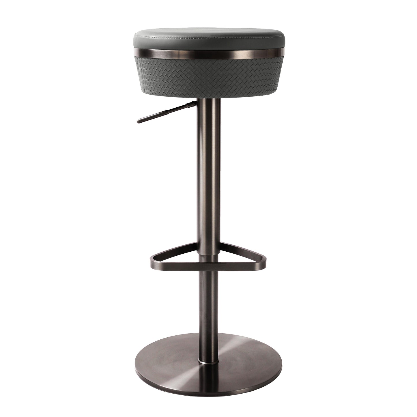 camilla grey woven vegan leather adjustable stool