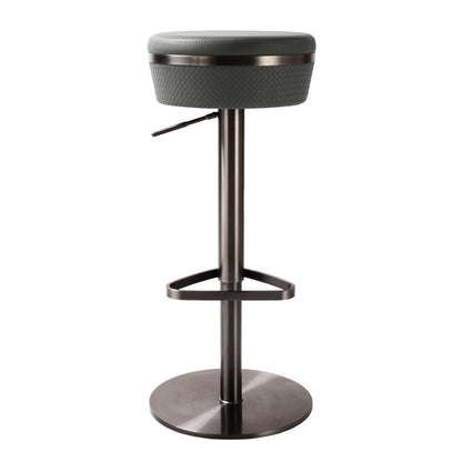 Camilla Grey Woven Vegan Leather Adjustable Stool