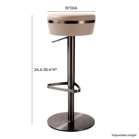 Camilla Cafe au Lait Woven Vegan Leather Adjustable Stool