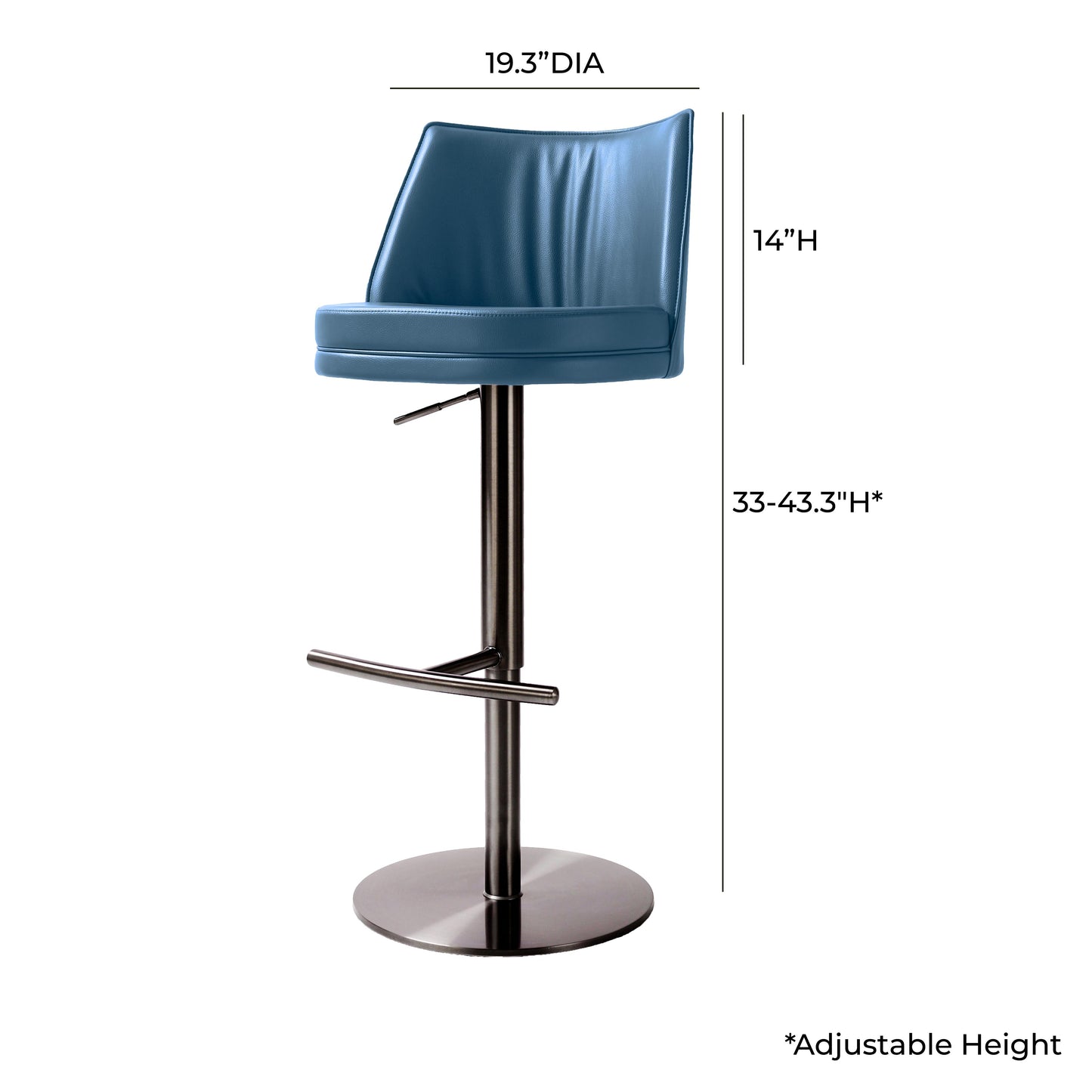 marla blue vegan leather on adjustable stool