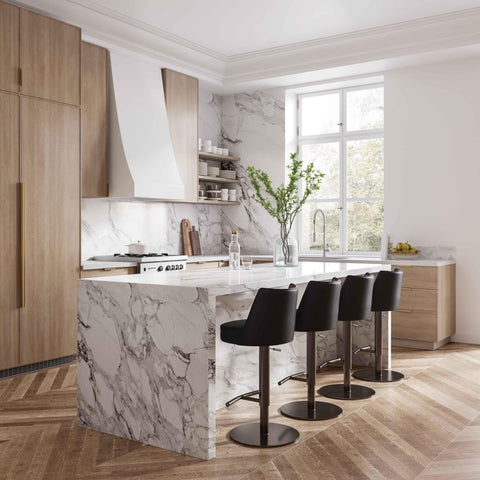 Marla Black Vegan Leather on Adjustable Stool
