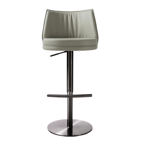 Marla Light Grey Vegan Leather on Black Adjustable Stool
