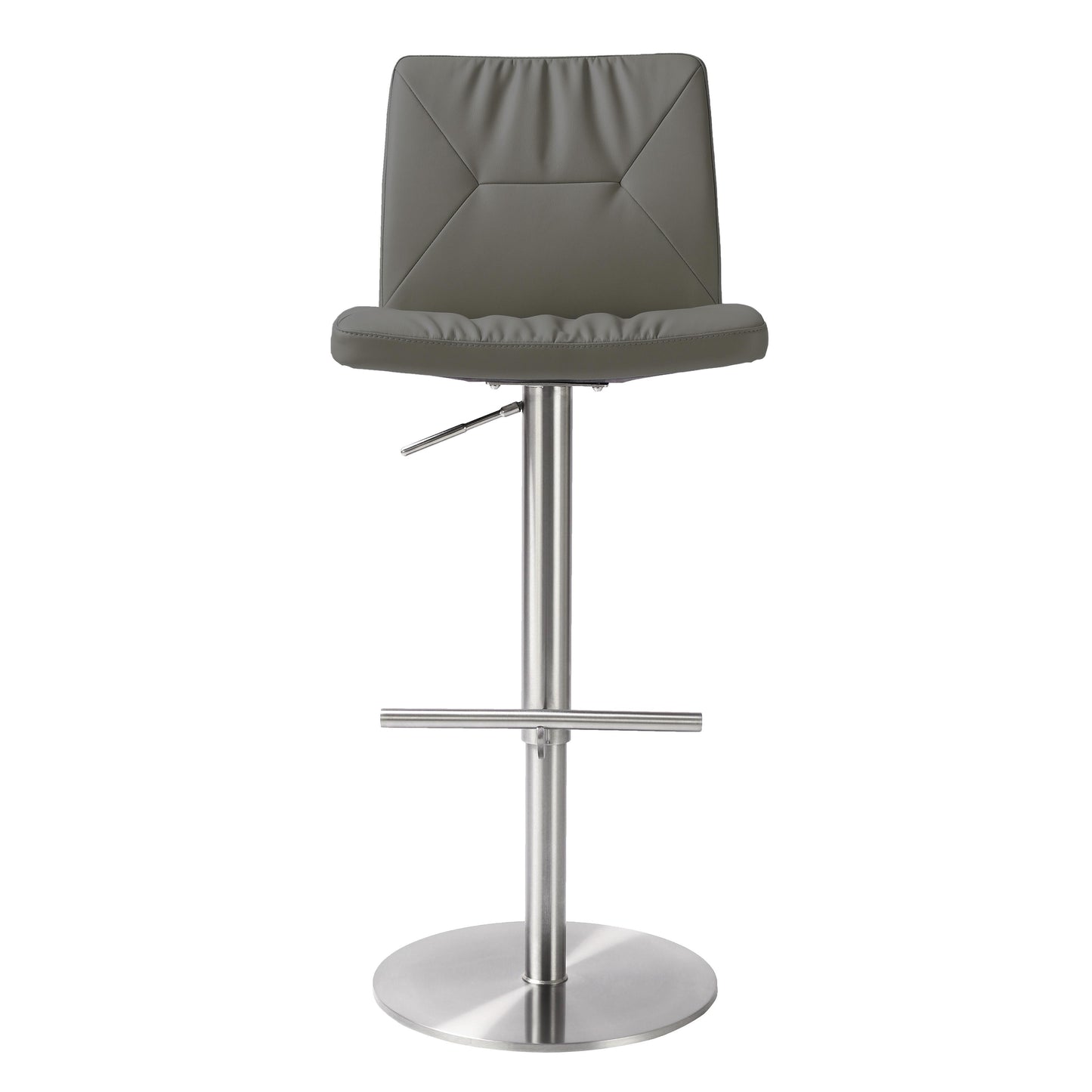 aya dark grey vegan leather on silver adjustable stool