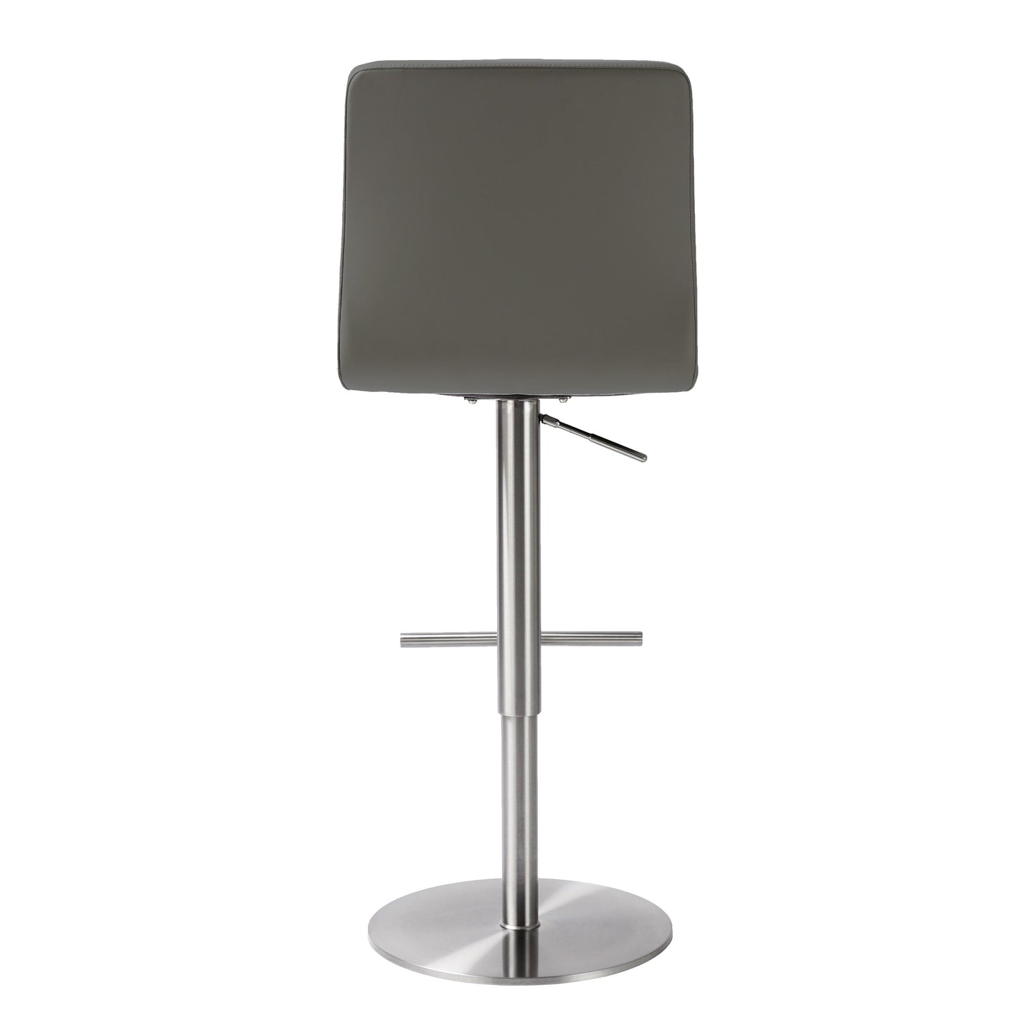 aya dark grey vegan leather on silver adjustable stool