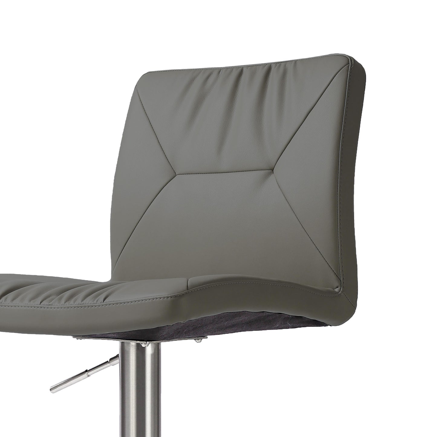 aya dark grey vegan leather on silver adjustable stool