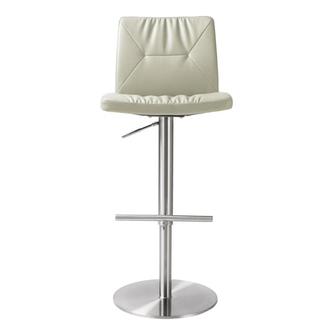 Aya Light Grey Vegan Leather on Silver Adjustable Stool