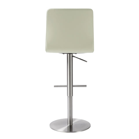 Aya Light Grey Vegan Leather on Silver Adjustable Stool