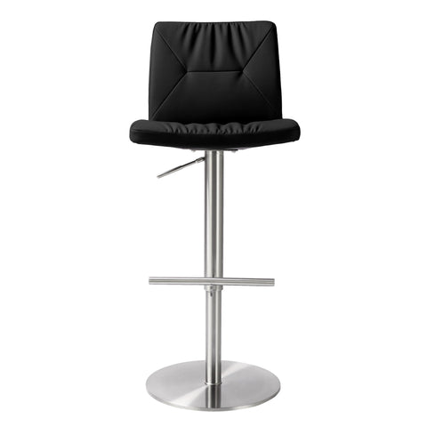 Aya Black Vegan Leather on Silver Adjustable Stool