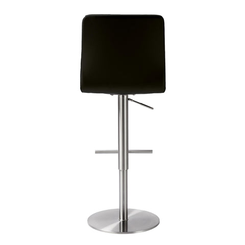 Aya Black Vegan Leather on Silver Adjustable Stool