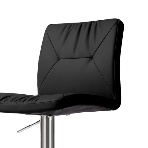 Aya Black Vegan Leather on Silver Adjustable Stool