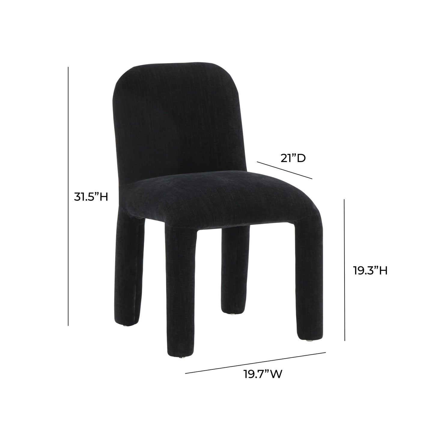 hadley midnight black chenille dining chair