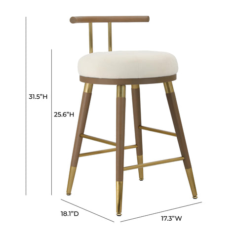 Claire Cream Velvet Counter Stool
