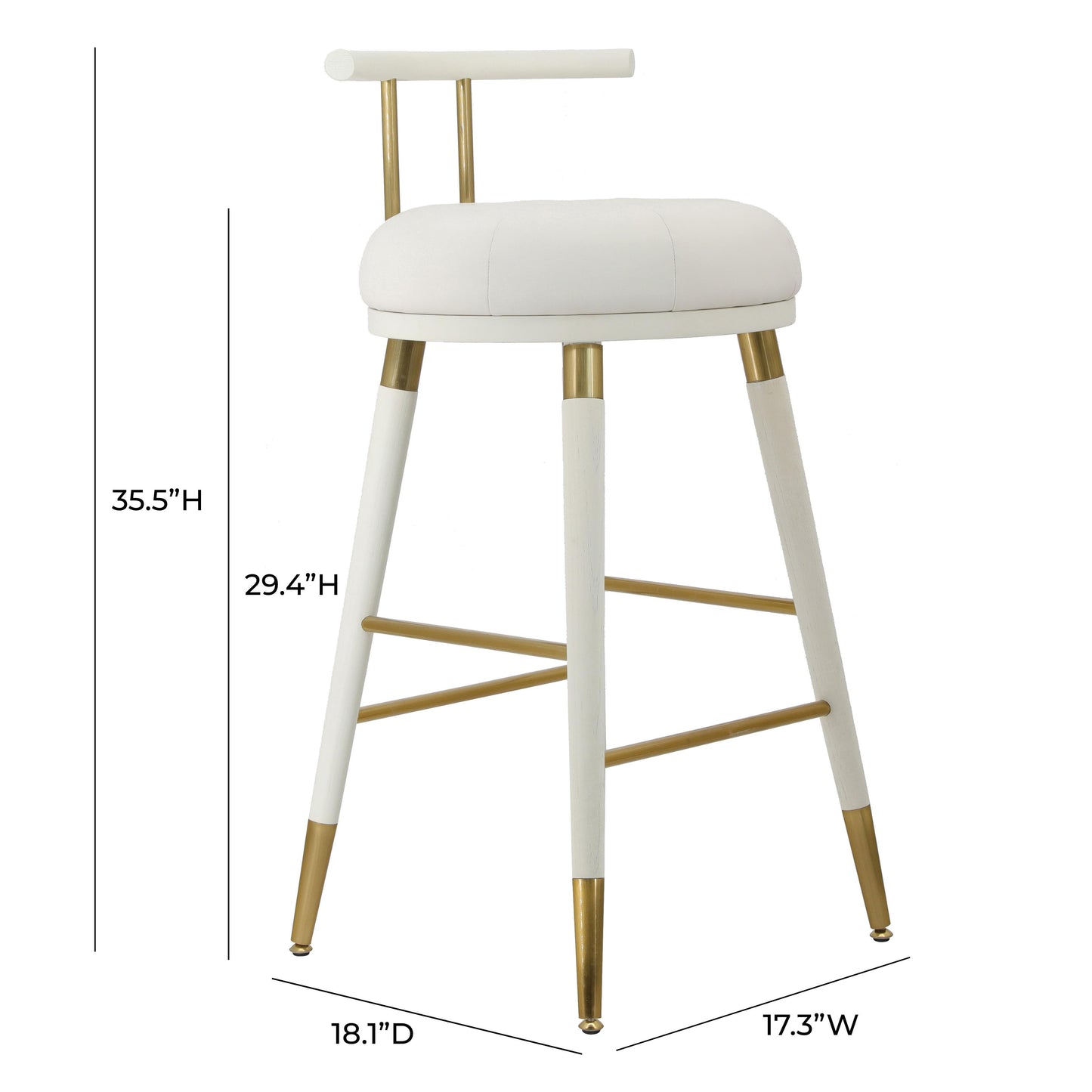 claire white vegan leather barstool