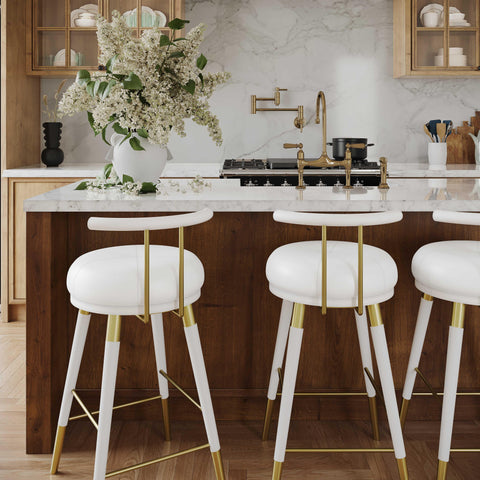 Claire White Vegan Leather Counter Stool