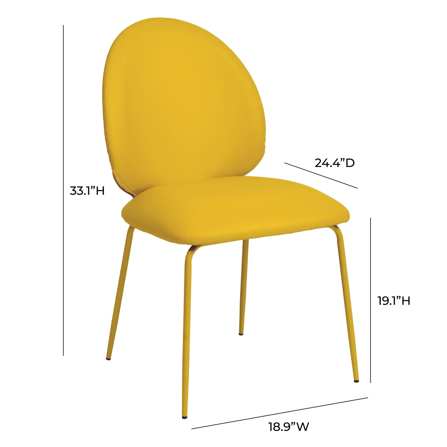 yuma yellow vegan leather kitchen chairs - set of 2