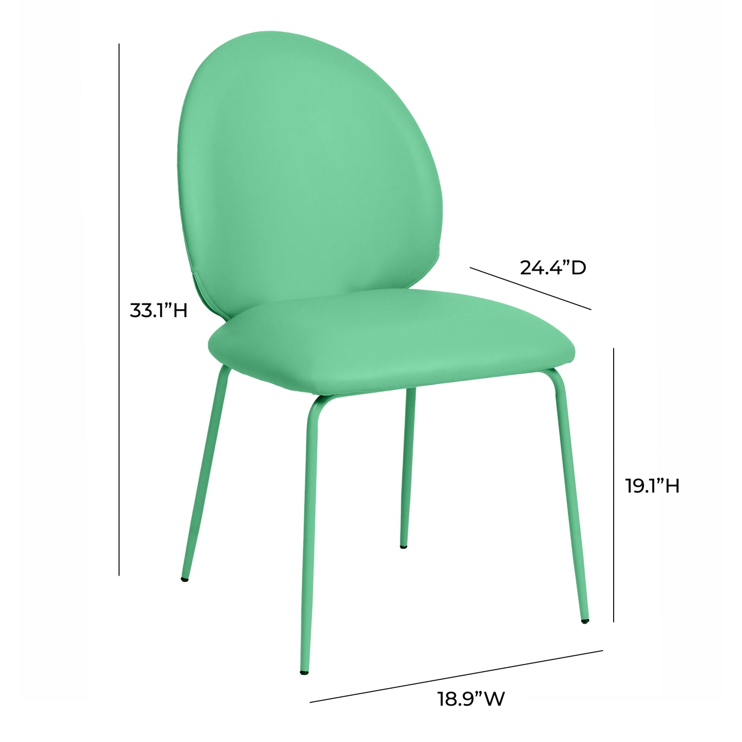 yuma green vegan leather kitchen chairs - set of 2