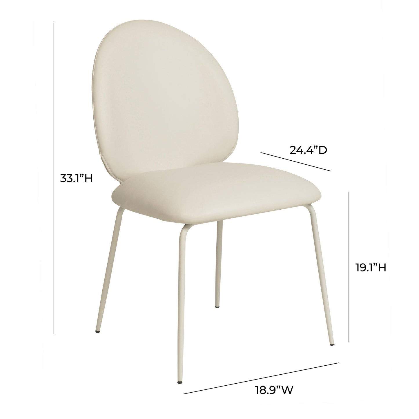 yuma cream vegan leather kitchen chairs - set of 2