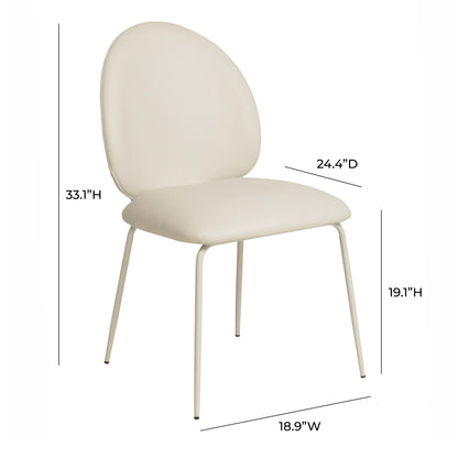 Yuma Cream Vegan Leather Kitchen Chairs - Set of 2