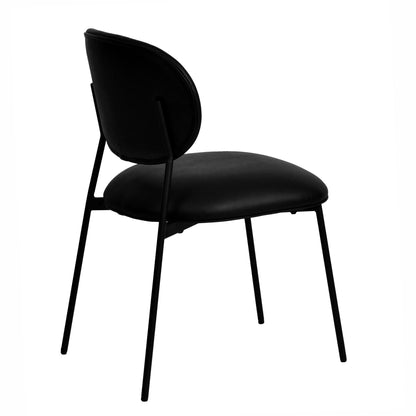 Kali Black Vegan Leather Stackable Dining Chair - Set of 2