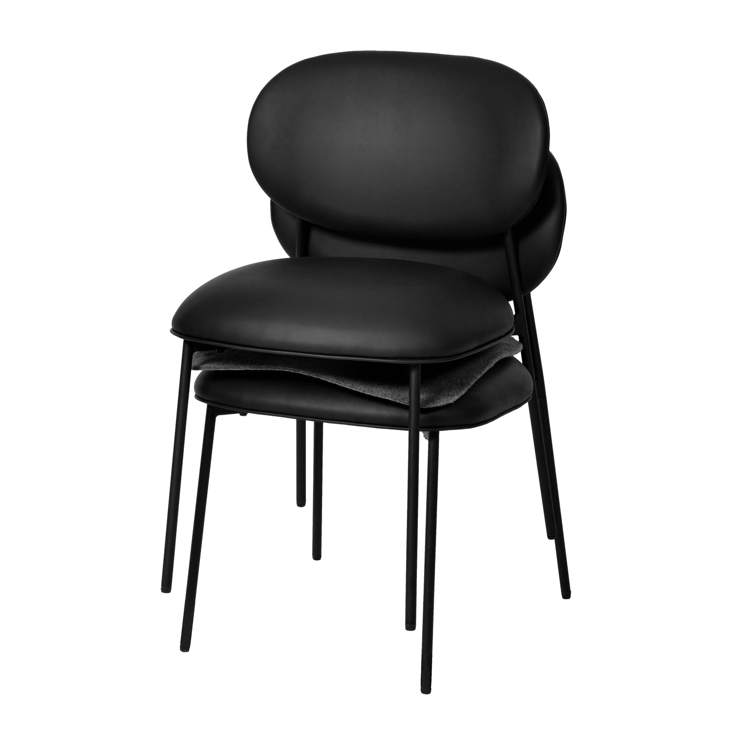 kali black vegan leather stackable dining chair - set of 2