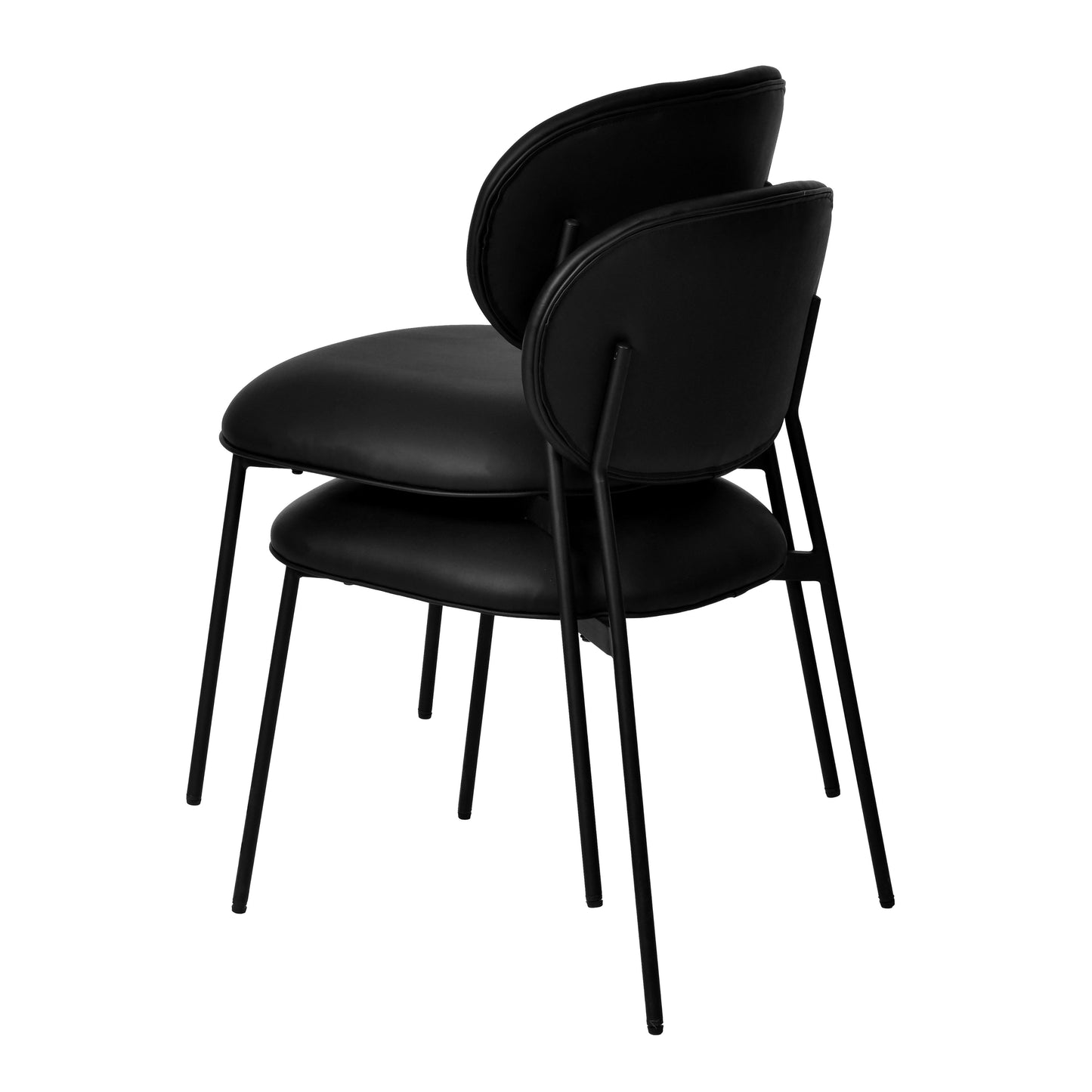 kali black vegan leather stackable dining chair - set of 2