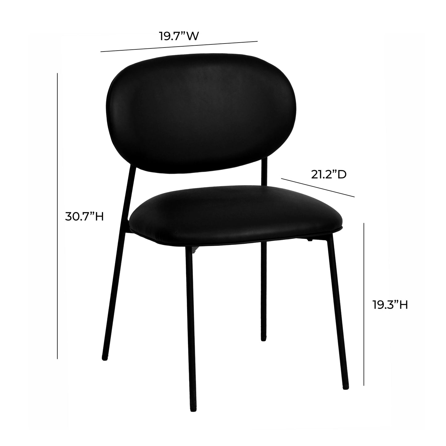 kali black vegan leather stackable dining chair - set of 2